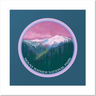 Mount Rainier National Park Impressionist Landscape Painting Posters and Art